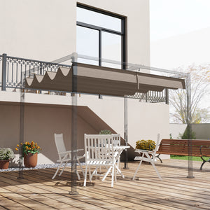 Retractable Pergola Roof, Sun Shade Cover, UV30+ Protected Replacement Canopy Fabric for 3 x 2m Pergola Frame, Coffee