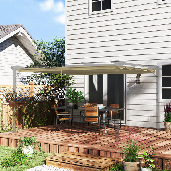 Retractable Pergola Shade Cover, Replacement Canopy Fabric for 4 x 3 (m) Pergola, Gazebo Retractable Roof, Tan
