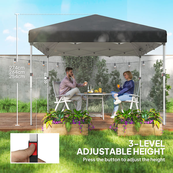 10' x 10' Pop Up Canopy Tent with Removable Sidewalls, Instant Shelter with Portable Roller Bag, 4 Sand Bags, Adjustable Height for Outdoor, Garden, Patio, Black