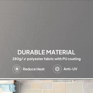 2.5m x 2m Retractable Awning, DIY Garden Awning Canopy, Anti-UV Sun Shade Shelter with Aluminium Frame and Crank Handle, Dark Grey