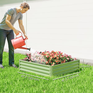 4' x 4' x 1' Raised Garden Bed Galvanized Steel Planter Box for Vegetables, Flowers, Herbs, Light Green
