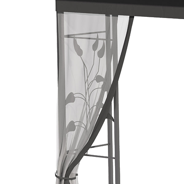 3(m) x 3(m) Garden Gazebo, Double Roof Outdoor Gazebo Canopy Shelter with Netting, Solid Steel Frame, for Garden, Lawn and Deck, Grey