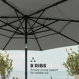 3 m Garden Parasol, Parasol Umbrella with 3-tier Roof, Crank Handle, Tilt Function, Polyester Canopy, Outdoor Table Umbrella for Patio, Garden, Grey