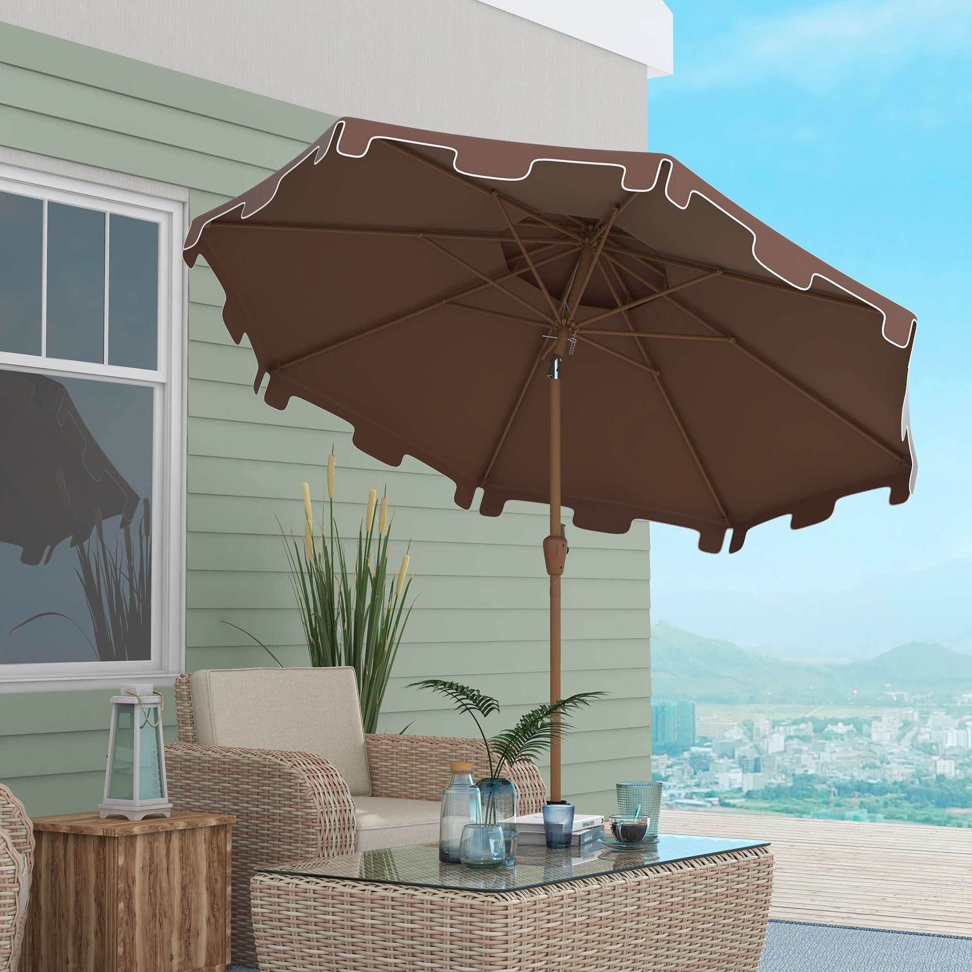 free standing patio umbrella with tilt Outsunny 9' Patio Umbrella