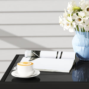 3 Piece Wicker Patio Furniture Set, PE Rattan Bistro Set with Armchairs, 2-Tier Glass-Top Table, Cushions, Outdoor Conversation Furniture for Porch, Balcony, Dark Grey