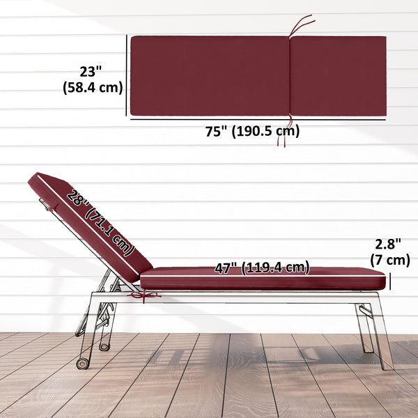 2-Piece Patio Chair Cushions Pillows, Seat Replacement Patio Cushions Set with Ties for Indoor Outdoor Garden Furniture, Wine Red