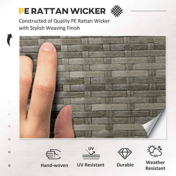 5 Pieces Rattan Garden Furniture Set, 6 Seater Wicker Dining Set, Corner Garden Sofa Outdoor Furniture Set with Glass Top Table, Footstool and Cushions for Patio, Dark Blue