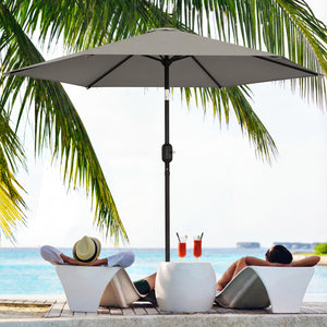 2.6 m Garden Parasol Umbrella with Aluminium Pole, Outdoor Table Market Patio Umbrella Sun Shade with Tilt and Crank, Vent, Light Grey