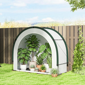 Foldable Small Greenhouse, Portable Green House with Zipper Door, PE Base, Mini Greenhouse for Garden Patio, 200 x 80 x 164 cm, Green
