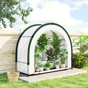 Foldable Small Greenhouse, Portable Green House with Zipper Door, PE Base, Mini Greenhouse for Garden Patio, 200 x 80 x 164 cm, Green