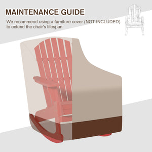 Outsunny Wooden Adirondack Rocking Chair Outdoor Lounge Chair Fire Pit Seating with Slatted Wooden Design, Fanned Back, & Classic Rustic Style for Patio, Backyard, Garden, Lawn, Red