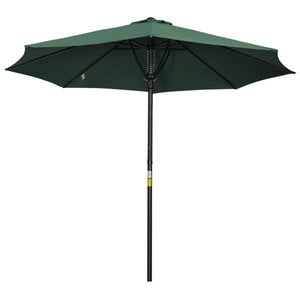 Garden 3(m) Parasol Umbrella, Outdoor Market Table Umbrella Sun Shade Canopy with 8 Ribs, Easy Push to Open, Green