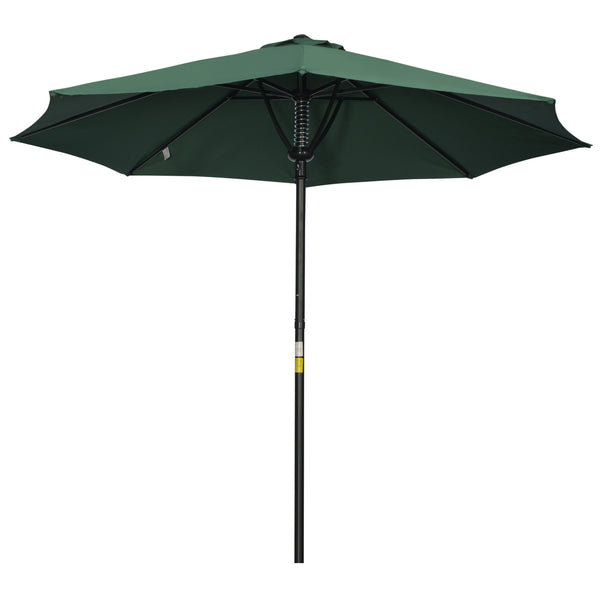 Garden 3(m) Parasol Umbrella, Outdoor Market Table Umbrella Sun Shade Canopy with 8 Ribs, Easy Push to Open, Green