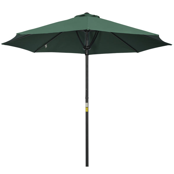 Garden 3(m) Parasol Umbrella, Outdoor Market Table Umbrella Sun Shade Canopy with 8 Ribs, Easy Push to Open, Green