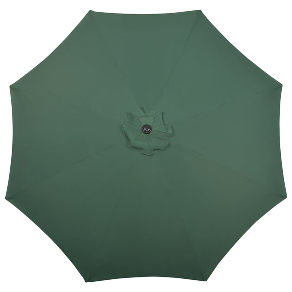 Garden 3(m) Parasol Umbrella, Outdoor Market Table Umbrella Sun Shade Canopy with 8 Ribs, Easy Push to Open, Green