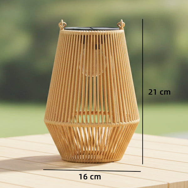 Hanging Solar Lights Outdoor Garden Lanterns, 2 Pack Rattan Solar Lights with Auto On/Off, Decorative Rattan Table Lamp with Handle, IP44 for Patio, Pathway, Terrace, Tree, Brown