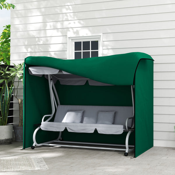 3 Seater Garden Swing Cover, Waterproof Swing Chair Cover, Windproof and Anti-UV 420D Outdoor Swing Bench Cover with Zip, 220 x 125 x 172cm, Green