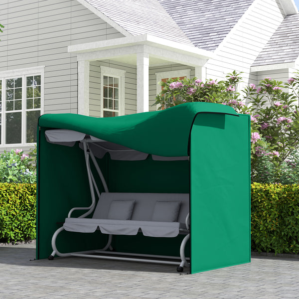 3 Seater Garden Swing Cover, Waterproof Swing Chair Cover, Windproof and Anti-UV 420D Outdoor Swing Bench Cover with Zip, 220 x 125 x 172cm, Green