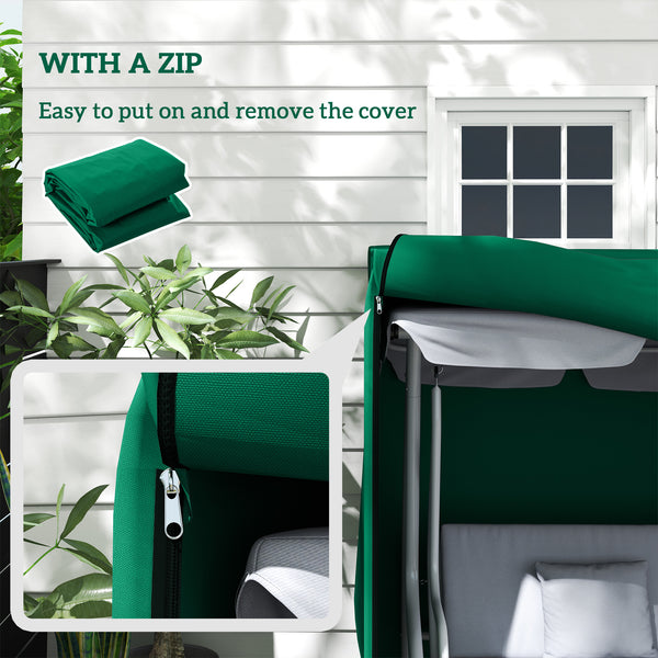 3 Seater Garden Swing Cover, Waterproof Swing Chair Cover, Windproof and Anti-UV 420D Outdoor Swing Bench Cover with Zip, 220 x 125 x 172cm, Green