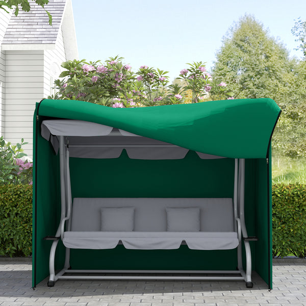 3 Seater Garden Swing Cover, Waterproof Swing Chair Cover, Windproof and Anti-UV 420D Outdoor Swing Bench Cover with Zip, 220 x 125 x 172cm, Green