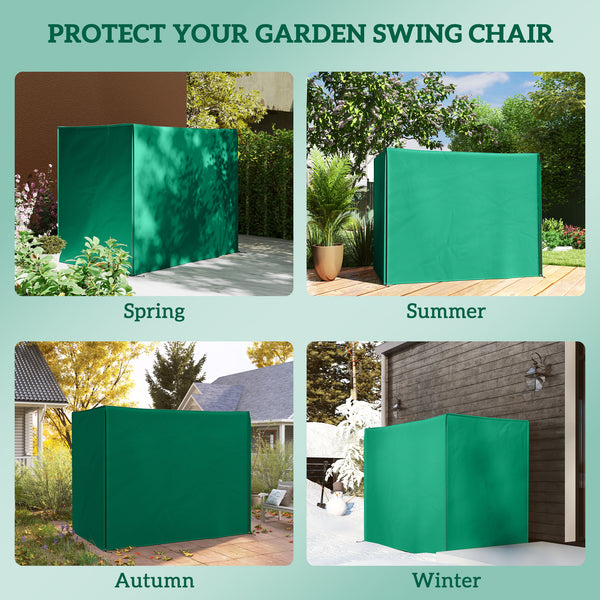 3 Seater Garden Swing Cover, Waterproof Swing Chair Cover, Windproof and Anti-UV 420D Outdoor Swing Bench Cover with Zip, 220 x 125 x 172cm, Green
