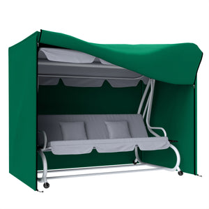 3 Seater Garden Swing Cover, Waterproof Swing Chair Cover, Windproof and Anti-UV 420D Outdoor Swing Bench Cover with Zip, 220 x 125 x 172cm, Green