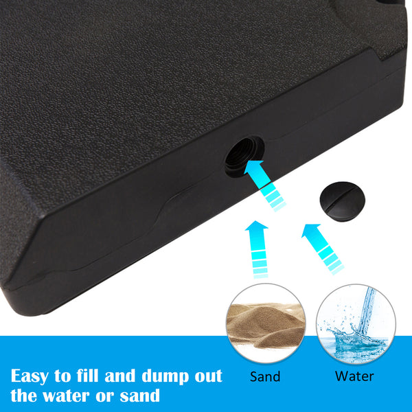 Set of 4 Parasol Base Stand Weights for Cantilever Parasols, Water and Sand Filled, Up to 120kg, Black