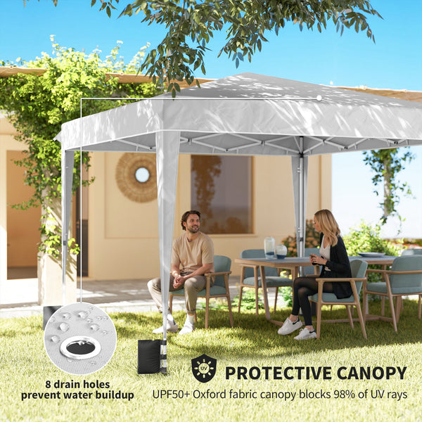 10 x 10 ft Pop Up Canopy Tent with Sidewalls, UPF50+ Outdoor Portable Instant Canopy Shelter with Carry Bag, Sandbags, Adjustable Height for  Parties, Events, Camping, White
