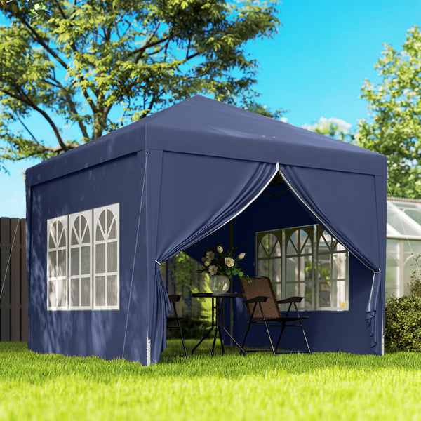 10'x10' Outdoor Pop Up Party Tent Gazebo Canopy with Carrying Bag (Blue)