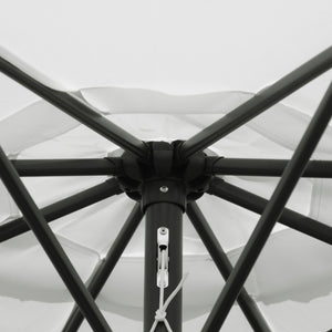 10' x 8' Round Market Umbrella, Patio Umbrella with Crank Handle and Tilt, Outdoor Parasol for Garden, Bench, Lawn, White