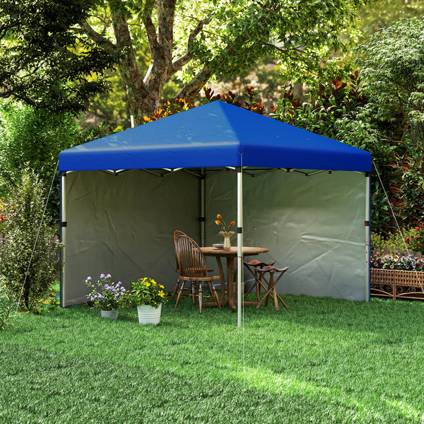 3 x 3 (M) Pop Up Gazebo, UPF 30+ with 2 Sidewalls, Leg Weight Bags and Wheeled Bag, Height Adjustable Party Tent Event Shelter for Garden, Patio, Blue