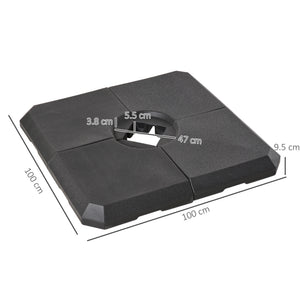 Set of 4 Parasol Base Stand Weights for Cantilever Parasols, Water and Sand Filled, Up to 120kg, Black
