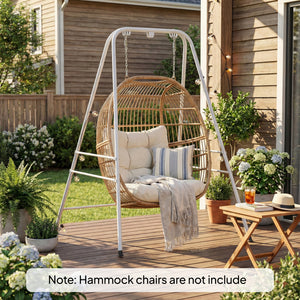 Hammock Chair Stand, Free Standing Heavy Duty Hanging Swing Chair with Anti-Slip Foot Pads, 2 Carabiners, for Relaxation, Indoor and Outdoor Use, White