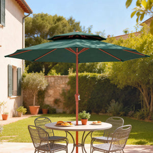 Patio Umbrella with Crank, Double Top Outdoor Market Table Umbrella for Garden, Patio,104'' x 104'', Green