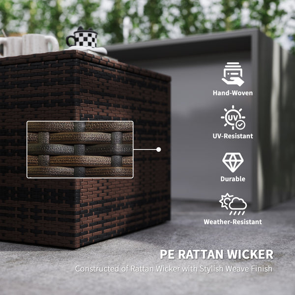 6 Pieces Wicker Patio Furniture Set with Cushions, 7-Seater Rattan Patio Sofa Set with Storage Coffee Table & Side Table, Sectional Outdoor Furniture Set, Cream White