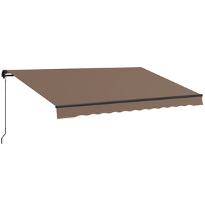 Outsunny 13' x 10' Retractable Awning, Patio Awning Sunshade Shelter with Manual Crank Handle, 280gsm UV Resistant Fabric and Aluminum Frame for Deck, Balcony, Yard, Coffee