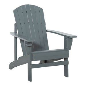 Outsunny Wooden Adirondack Chair, Outdoor Patio Lawn Chair with Cup Holder, Weather Resistant Lawn Furniture, Classic Lounge for Deck, Garden, Backyard, Fire Pit, Dark Gray