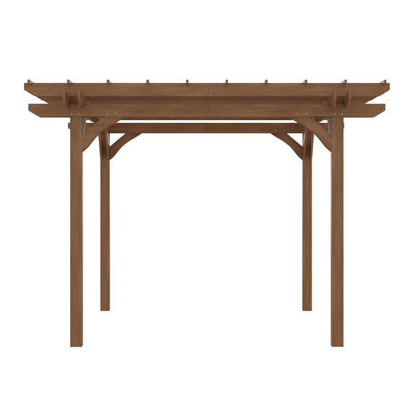 Outsunny 12' x 10' Outdoor Pergola, Wood Grape Gazebo for Climbing Plant Support, Garden, Patio, Backyard, Deck, Brown