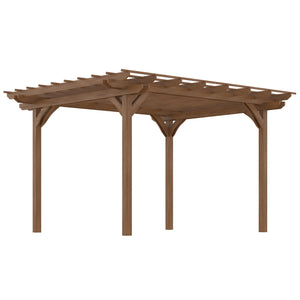 Outsunny 12' x 10' Outdoor Pergola, Wood Grape Gazebo for Climbing Plant Support, Garden, Patio, Backyard, Deck, Brown