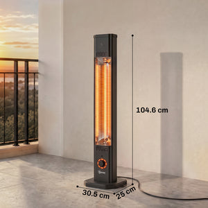 2000 W Electric Infrared Patio Heater with Cover, Free Standing/Wall Mounted IP65 Outdoor Garden Heater with Knob/Remote Control, 8 Heating Levels, 8H Timer, Tip-over Protection, Black