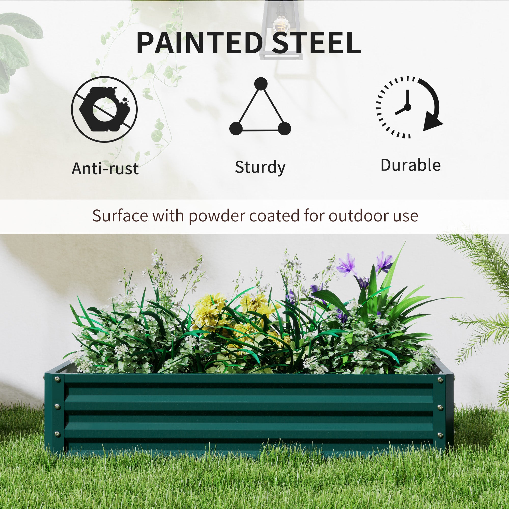 galvanized planter pot Outsunny Raised Garden Bed