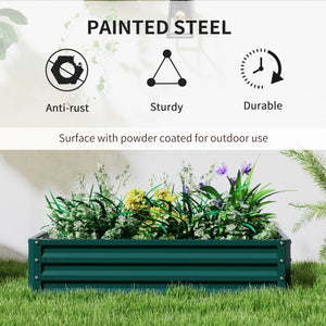 Outsunny Galvanized Raised Garden Bed, 4' x 2' x 1' Metal Planter Box, for Growing Vegetables, Flowers, Herbs, Succulents, Green