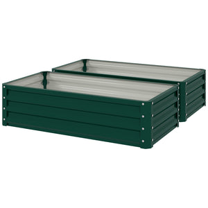 Outsunny Galvanized Raised Garden Bed, 4' x 2' x 1' Metal Planter Box, for Growing Vegetables, Flowers, Herbs, Succulents, Green