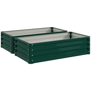 Outsunny Galvanized Raised Garden Bed, 4' x 2' x 1' Metal Planter Box, for Growing Vegetables, Flowers, Herbs, Succulents, Green