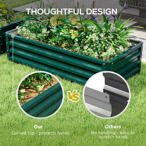 Outsunny Galvanized Raised Garden Bed, 4' x 2' x 1' Metal Planter Box, for Growing Vegetables, Flowers, Herbs, Succulents, Green