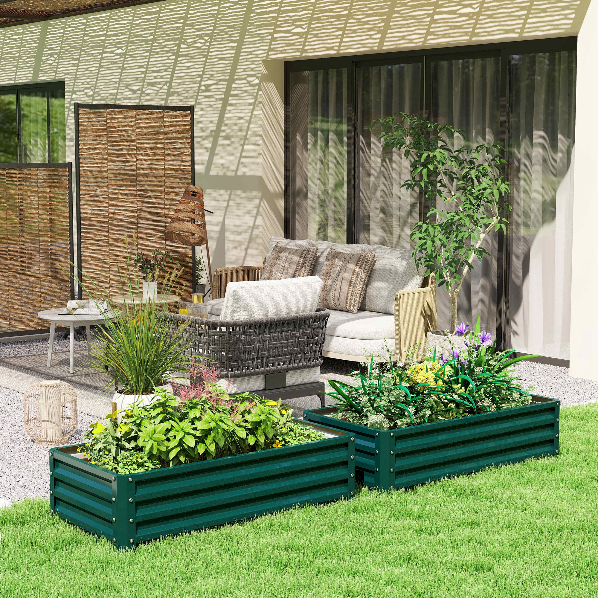 metal planters box Outsunny Raised Garden Bed