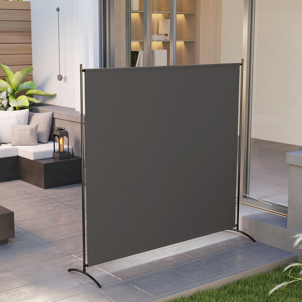 Single Panel Outdoor Privacy Screen, 5.9FT Tall Room Divider with UPF30+ Protection, Freestanding Privacy Panel Partition with Stable Base for Indoor Outdoor Use, Dark Gray