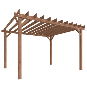 3.6 x 3 m Wooden Pergola Kit, Garden Pergola Gazebo Grape Trellis with Triangle Supports, Crossing Beams for Climbing Vines, Flowers, Sun Shade Shelter for Grill, Patio, Maple Wood-effect