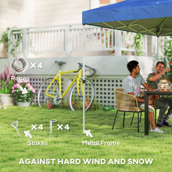 9.8' x 9.8' Pop Up Canopy, Waterproof Canopy Tent for Parties, Garden, BBQs, Easy Setup Instant Shelter and Garden Gazebo with Carrying Bag, Stakes and Ropes, Blue