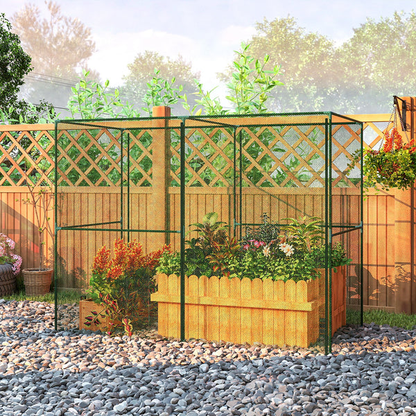 8' x 4' Crop Cage, Plant Protection Tent with Zippered Doors for Vegetable Garden, Backyard, Green